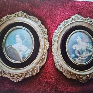 vintage cameo creation portrait of woman in an ornate oval frame 1940s 1960s